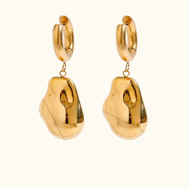 Abstract Teardrop Dangle Gold