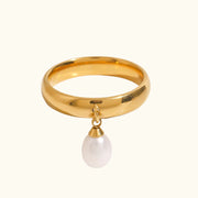 Gold Pearl Drop Ring