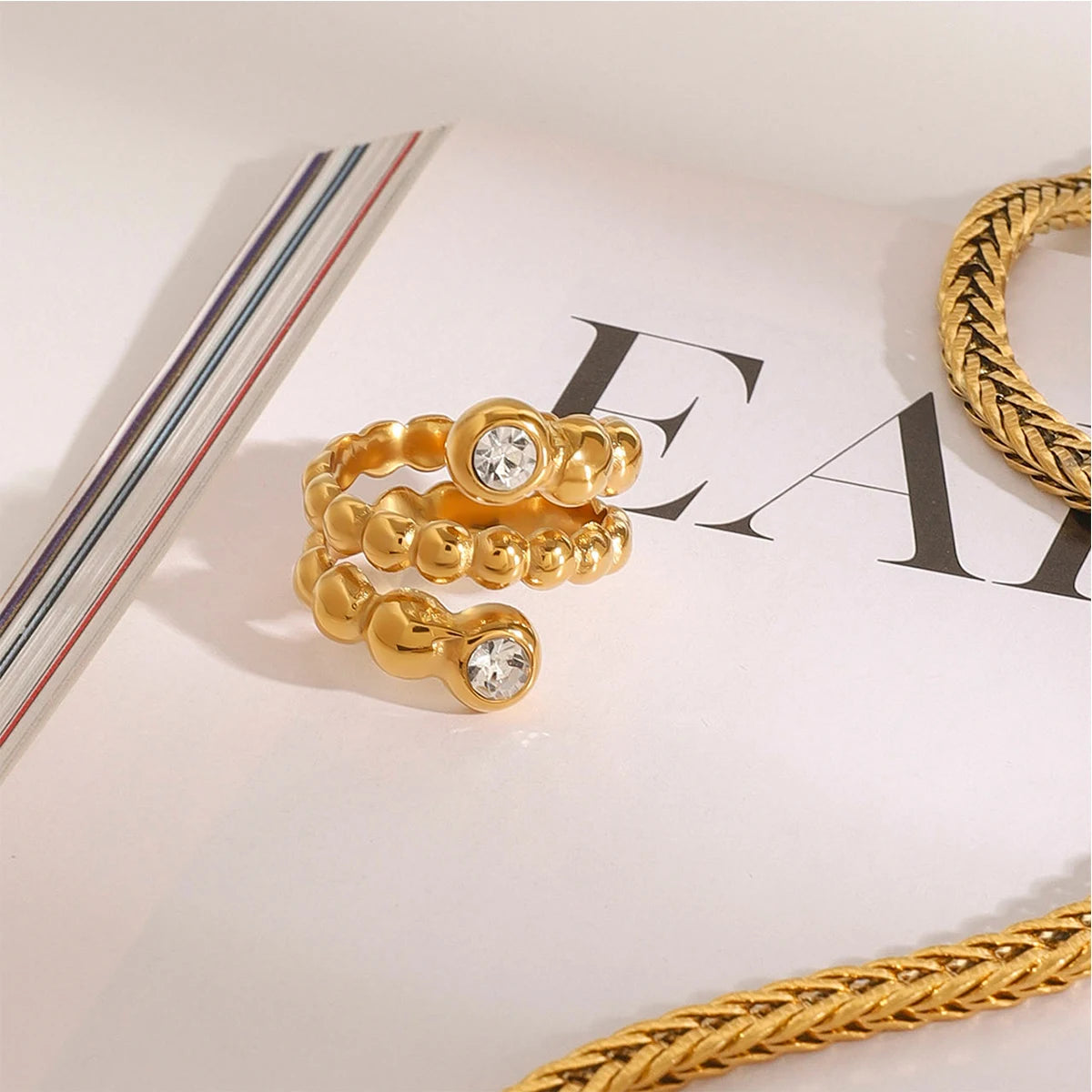 Beaded Twist Ring