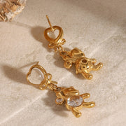 Heart & Bear Charm Earrings