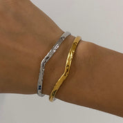Dual-Tone Hammered Open Cuff