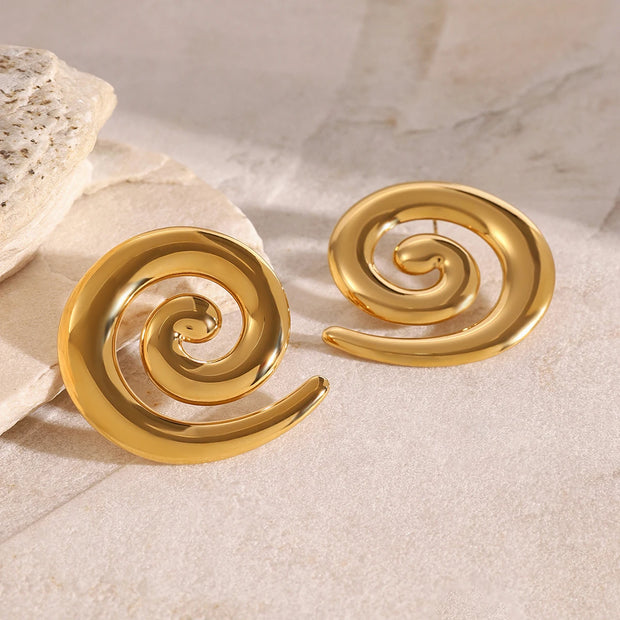 Gold Spiral Swirl Earrings