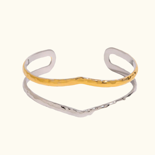 Dual-Tone Hammered Open Cuff