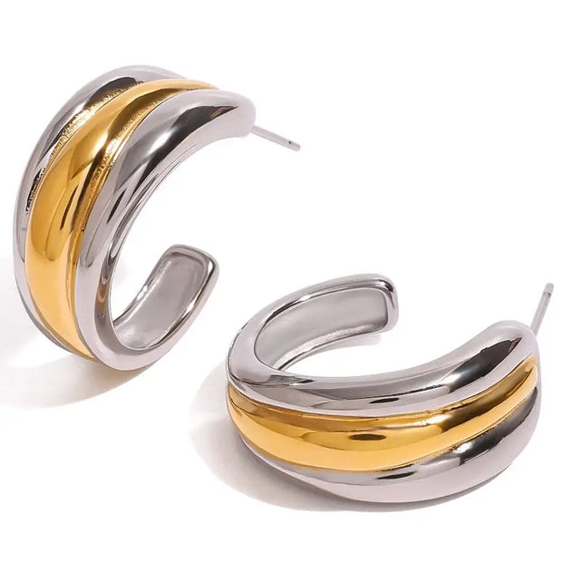 Dual-Tone Crescent Hoops