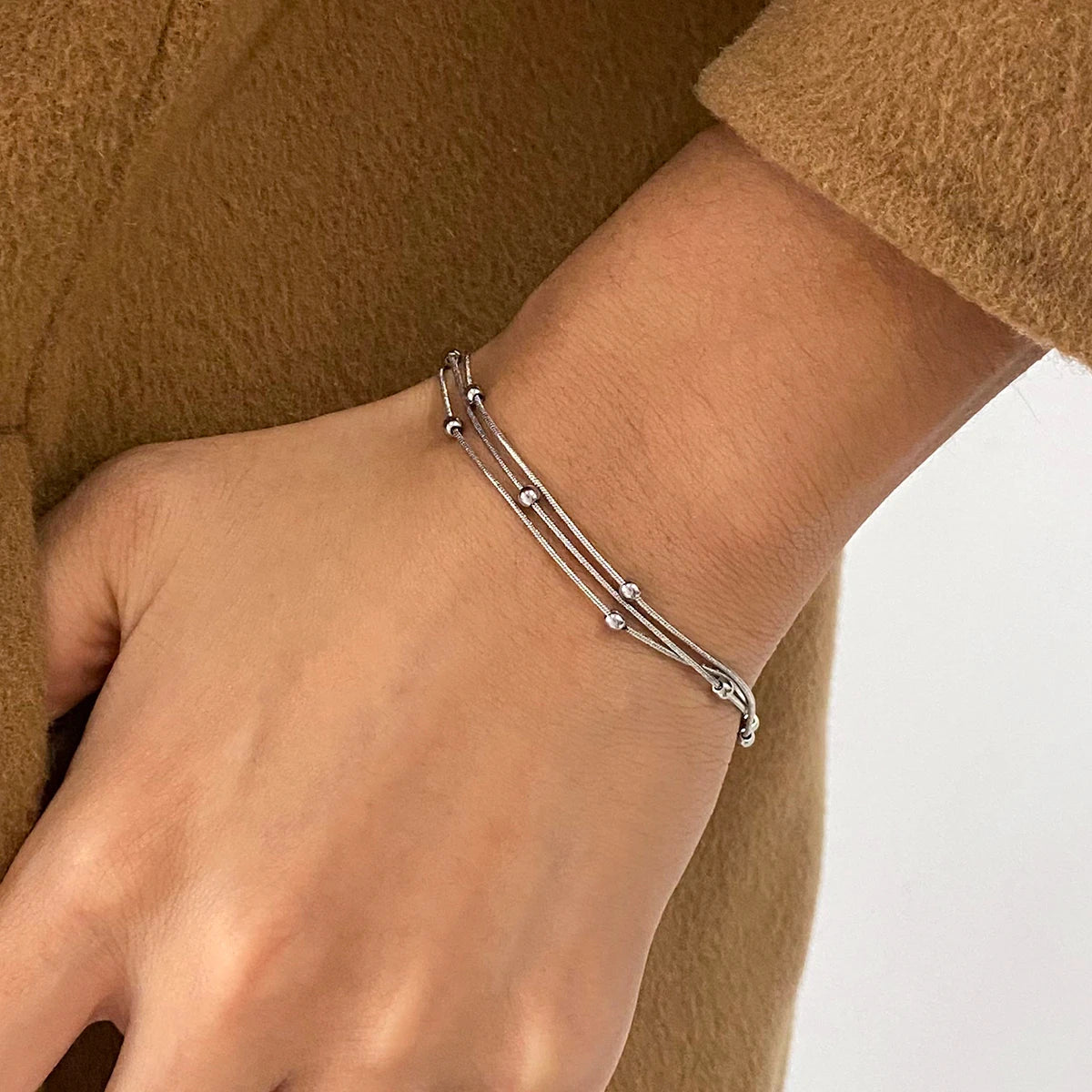 Silver Multi-Strand Beaded