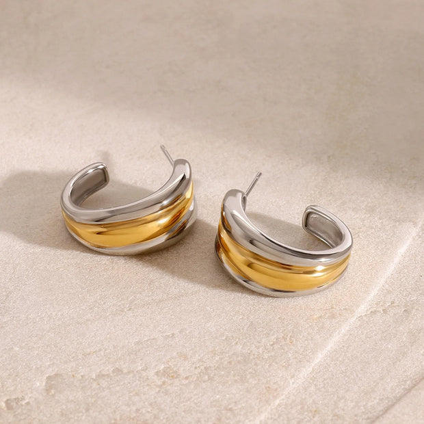 Dual-Tone Crescent Hoops