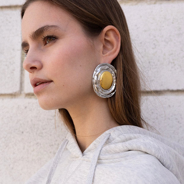 Ripple Disc Statement Earrings