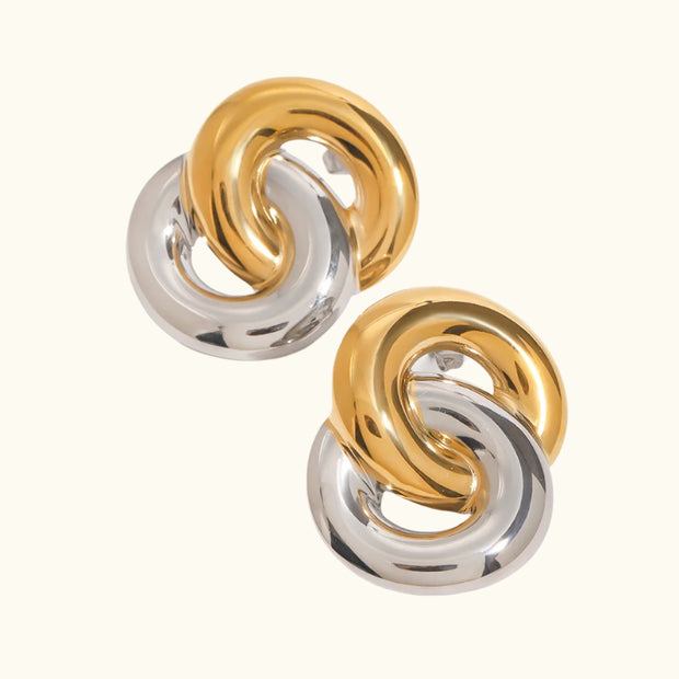 Dual-Tone Interlinked Earrings