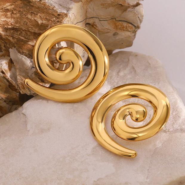Gold Spiral Swirl Earrings