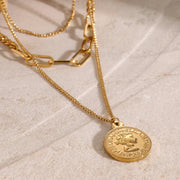 Layered Coin Pendant Necklace