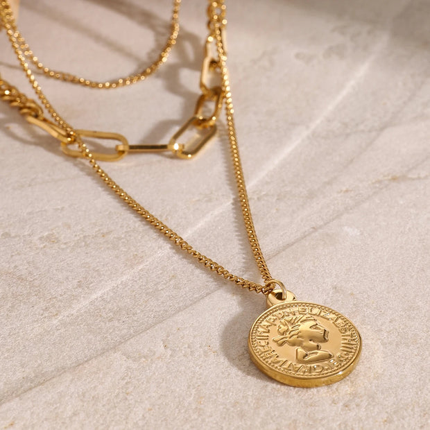 Layered Coin Pendant Necklace