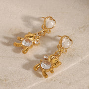 Heart & Bear Charm Earrings