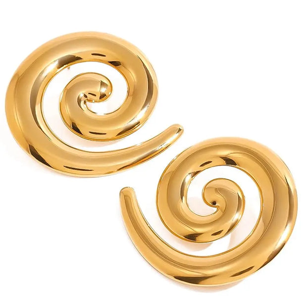 Gold Spiral Swirl Earrings