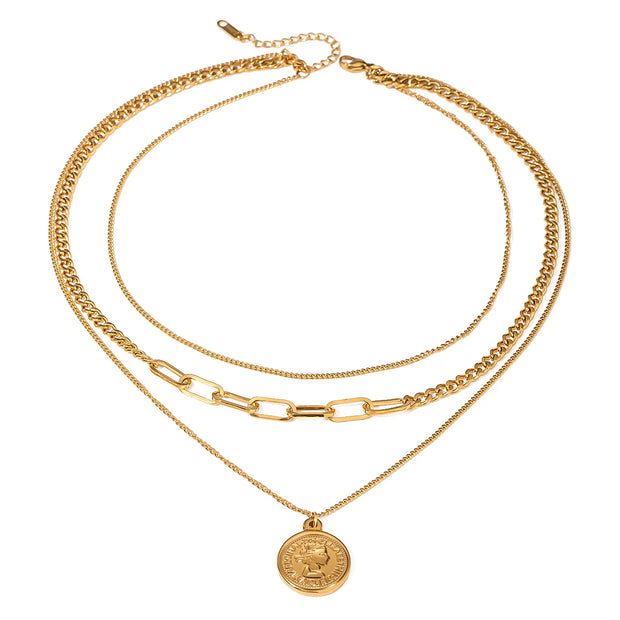 Layered Coin Pendant Necklace