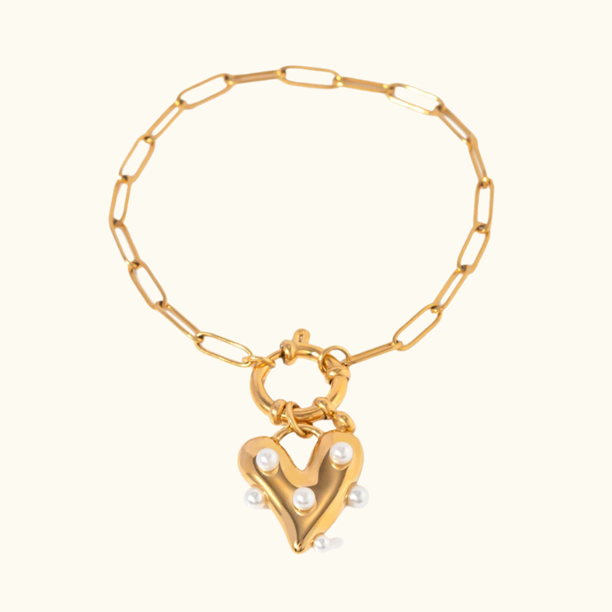Pearl Heart Link Bracelet