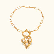 Pearl Heart Link Bracelet