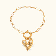 Pearl Heart Link Bracelet