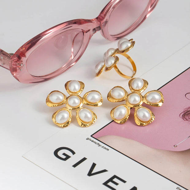 Blooming Pearl Flower Earrings