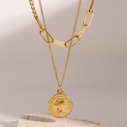 Layered Coin Pendant Necklace