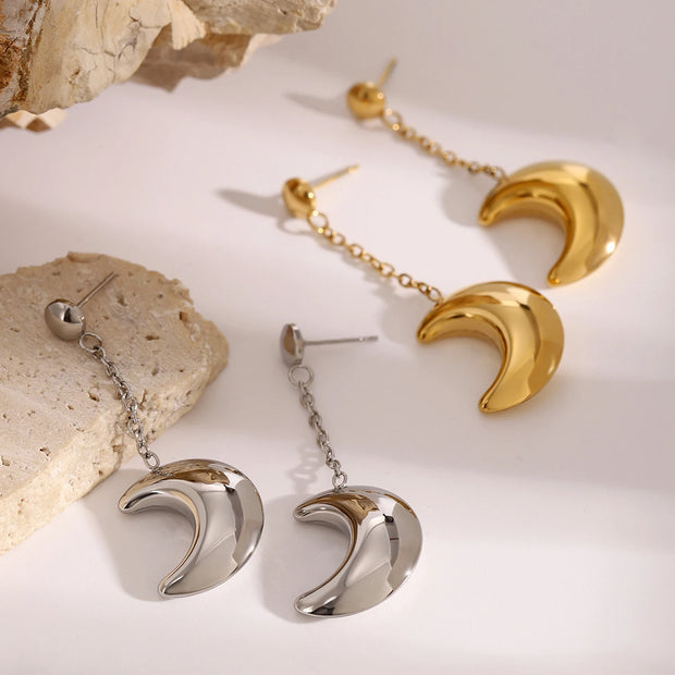 Crescent Moon Dangle Earrings