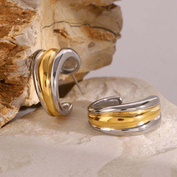 Dual-Tone Crescent Hoops