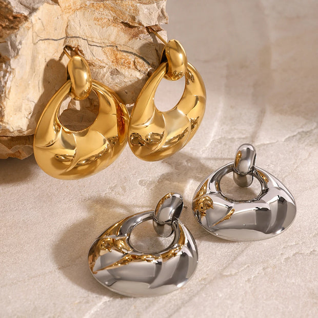 Dual-Tone Teardrop Earrings