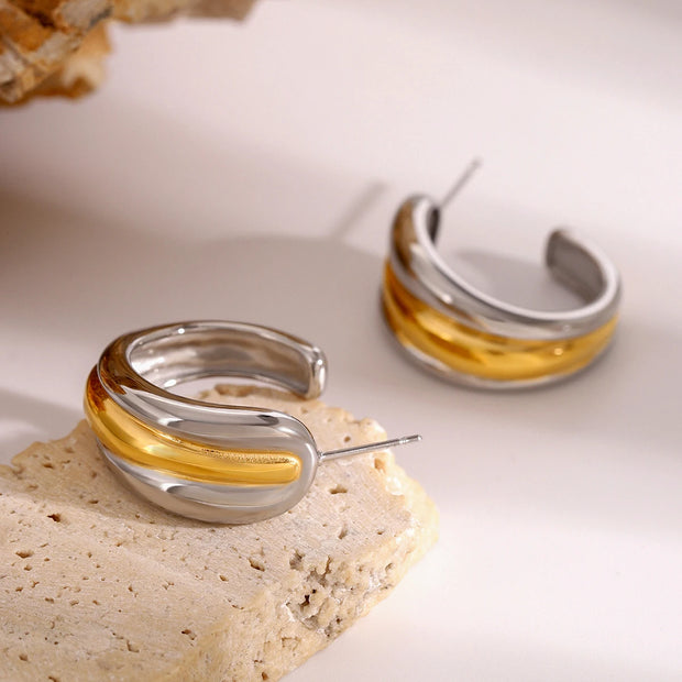 Dual-Tone Crescent Hoops