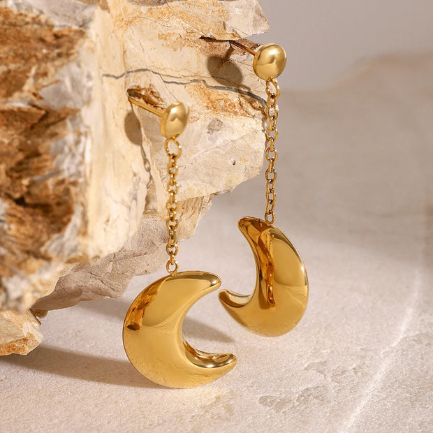 Crescent Moon Dangle Earrings