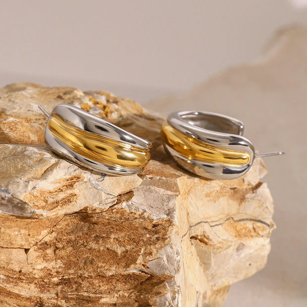 Dual-Tone Crescent Hoops