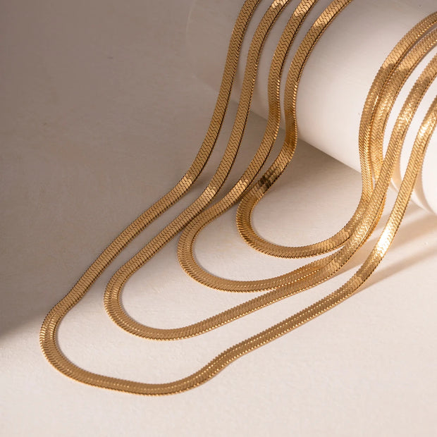 Sleek Herringbone Chain Necklace