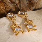 Heart & Bear Charm Earrings