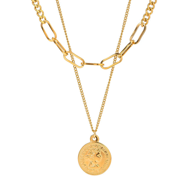 Layered Coin Pendant Necklace