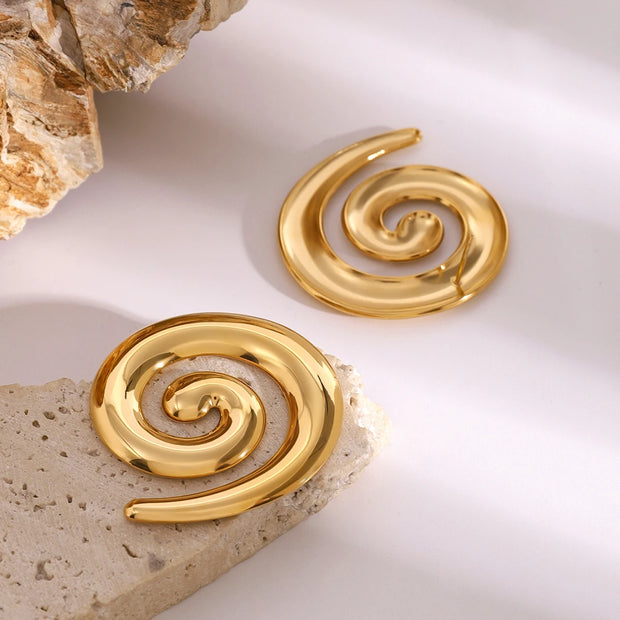 Gold Spiral Swirl Earrings