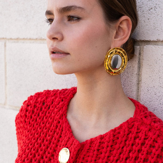 Ripple Disc Statement Earrings