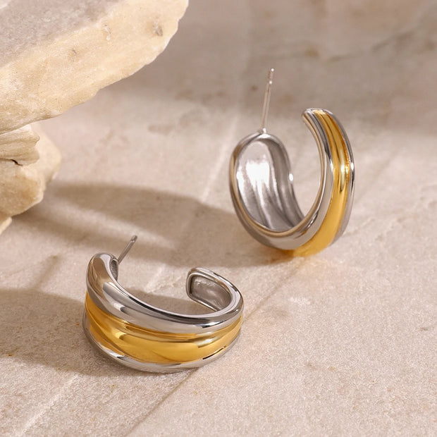 Dual-Tone Crescent Hoops