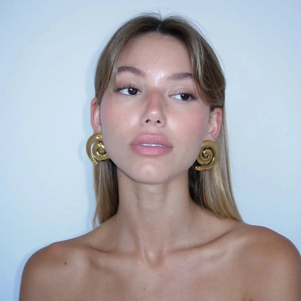 Gold Spiral Swirl Earrings